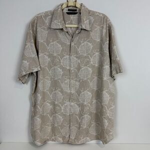 Axist Wave Washed Batik Linen Shirt Tan XL